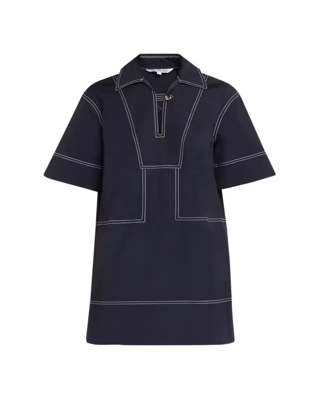 Veronica Beard Phelix Cotton Poplin Mini Tunic Dress