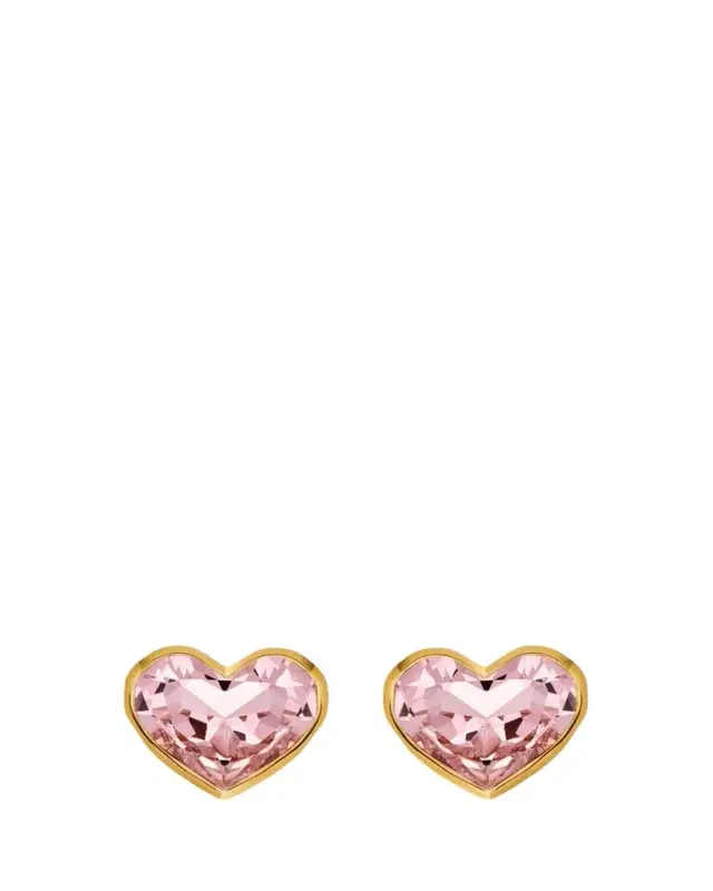 Oscar de la Renta Large Crystal Heart Stud Earrings