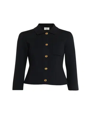 Saint Laurent Wool Button-Front Polo Cardigan | Thumbnail 1 Saint Laurent Wool Button-Front Polo Cardigan | Thumbnail 1