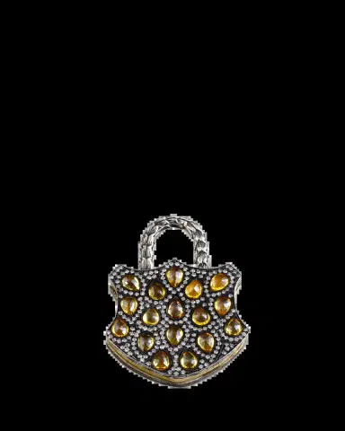 SEVAN BICAKCI 24K Yellow Gold and Silver Diamond and Sapphire Padlock Pendant | Thumbnail 2