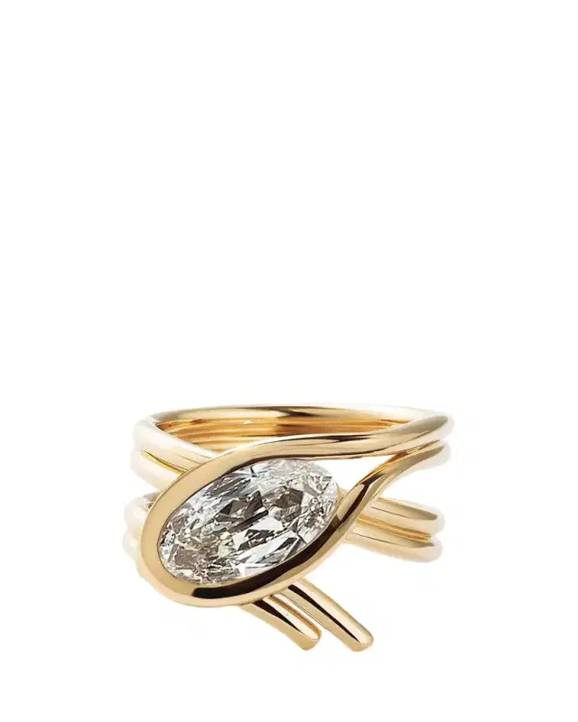 Mason and Books 14K Drapped Lasso Ring with Diamond, Size 7.5