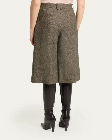 Saint Laurent Herringbone Wool Culotte Shorts | Thumbnail 3
