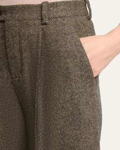 Saint Laurent Herringbone Wool Culotte Shorts | Thumbnail 5