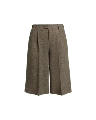 Saint Laurent Herringbone Wool Culotte Shorts | Thumbnail 1