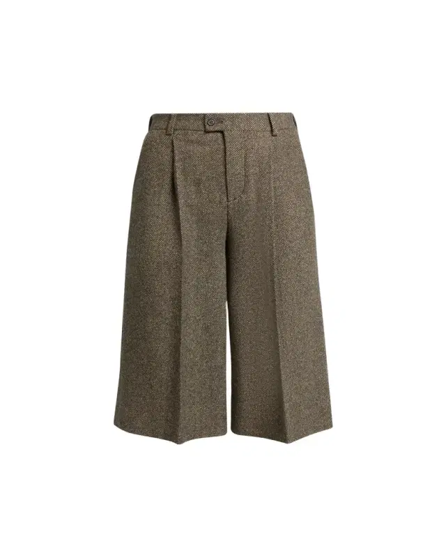 Saint Laurent Herringbone Wool Culotte Shorts