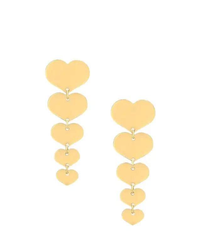 14K Gold Love Heart Drop Earrings