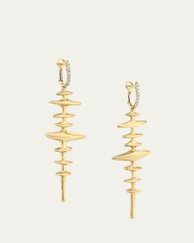 Vram 18K Yellow Gold Chrona Totem Earrings with Diamonds | Thumbnail 3