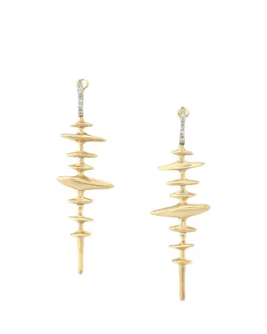 Vram 18K Yellow Gold Chrona Totem Earrings with Diamonds | Thumbnail 1