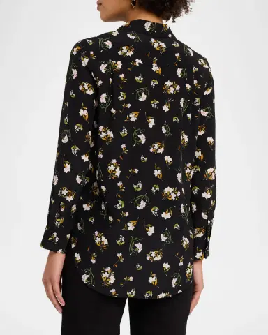 Adam Lippes Mathias Floral Silk Crepe De Chine Button-Down Shirt | Thumbnail 3 Adam Lippes Mathias Floral Silk Crepe De Chine Button-Down Shirt | Thumbnail 3