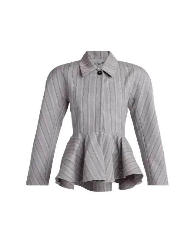 Striped Tailored Peplum Jacket