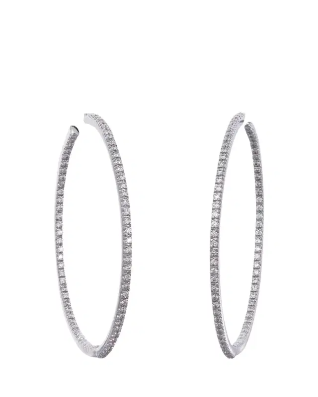 Sidney Garber 18K White Gold Perfect Hoop Earrings with Diamonds