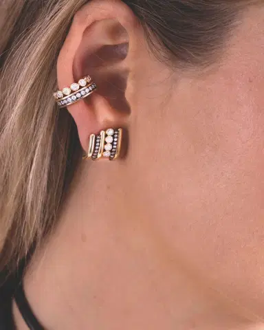 Mason and Books 14K Runway Ear Cuff with Diamonds and Black Rhodium, Single | Thumbnail 2
