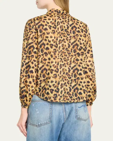 R13 Leopard-Print Cotton Ruffle Blouse | Thumbnail 3 R13 Leopard-Print Cotton Ruffle Blouse | Thumbnail 3