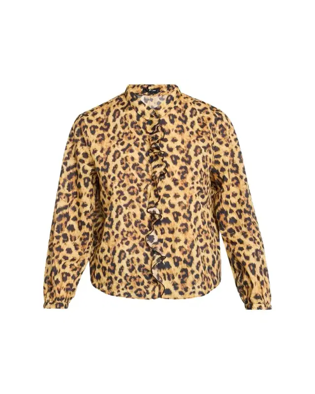 R13 Leopard-Print Cotton Ruffle Blouse