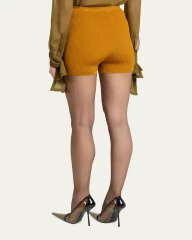 Saint Laurent Rib-Knit Cycling Shorts | Thumbnail 3 Saint Laurent Rib-Knit Cycling Shorts | Thumbnail 3