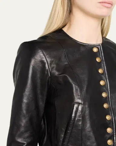R13 Front-Snap Leather Jacket | Thumbnail 5 R13 Front-Snap Leather Jacket | Thumbnail 5