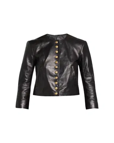 R13 Front-Snap Leather Jacket | Thumbnail 1 R13 Front-Snap Leather Jacket | Thumbnail 1