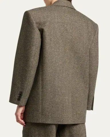 Saint Laurent Herringbone Wool Single-Breasted Jacket | Thumbnail 3 Saint Laurent Herringbone Wool Single-Breasted Jacket | Thumbnail 3
