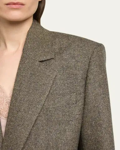 Saint Laurent Herringbone Wool Single-Breasted Jacket | Thumbnail 5 Saint Laurent Herringbone Wool Single-Breasted Jacket | Thumbnail 5