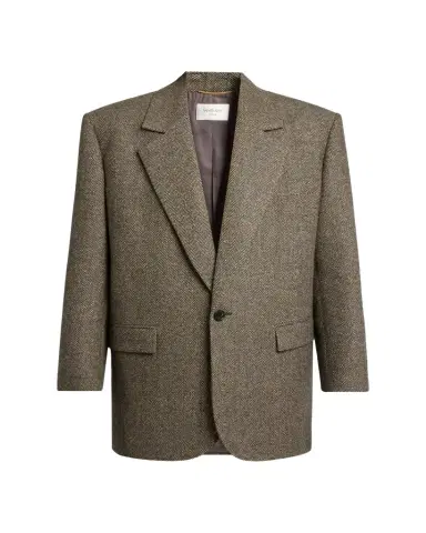 Saint Laurent Herringbone Wool Single-Breasted Jacket | Thumbnail 1 Saint Laurent Herringbone Wool Single-Breasted Jacket | Thumbnail 1