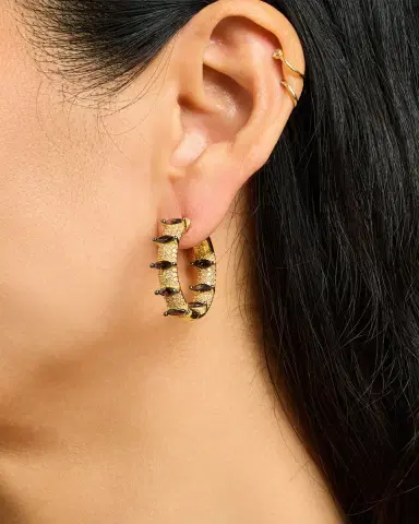 Nickho Rey Rollins 14K Gold Vermeil Cubic Zirconia Hoop Earrings | Thumbnail 2 Nickho Rey Rollins 14K Gold Vermeil Cubic Zirconia Hoop Earrings | Thumbnail 2