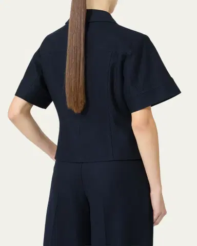 Max Mara Risorsa Short-Sleeve Pique Shirt Jacket | Thumbnail 3 Max Mara Risorsa Short-Sleeve Pique Shirt Jacket | Thumbnail 3