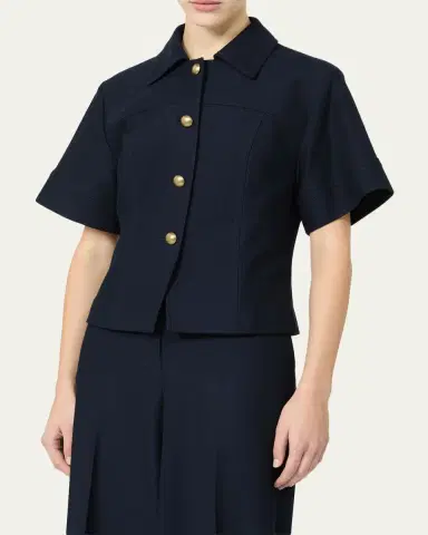 Max Mara Risorsa Short-Sleeve Pique Shirt Jacket | Thumbnail 4 Max Mara Risorsa Short-Sleeve Pique Shirt Jacket | Thumbnail 4