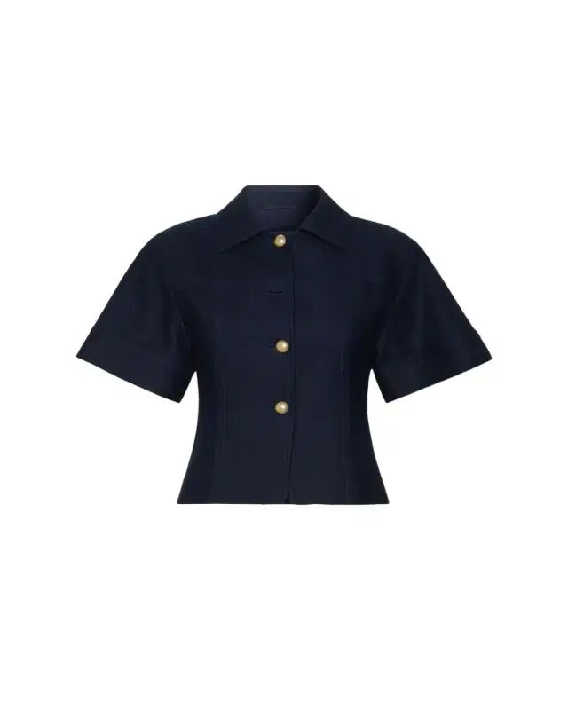 Max Mara Risorsa Short-Sleeve Pique Shirt Jacket