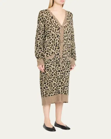 R13 Leopard-Print Long Cashmere Cardigan | Thumbnail 4 R13 Leopard-Print Long Cashmere Cardigan | Thumbnail 4