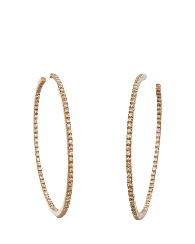 Sidney Garber 18K Yellow Gold Perfect Hoop Earrings with Diamonds