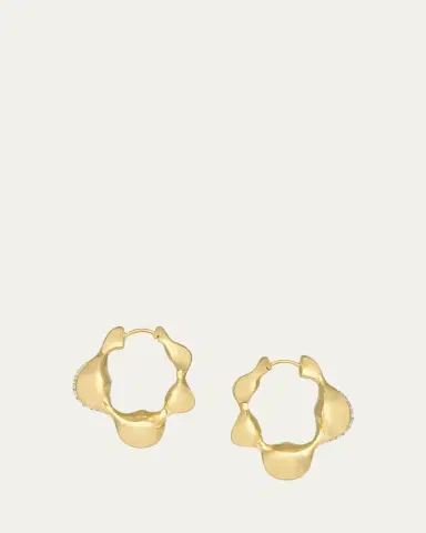 Vram 18K Yellow Gold Cayrn Diamond Hoop Earrings | Thumbnail 3