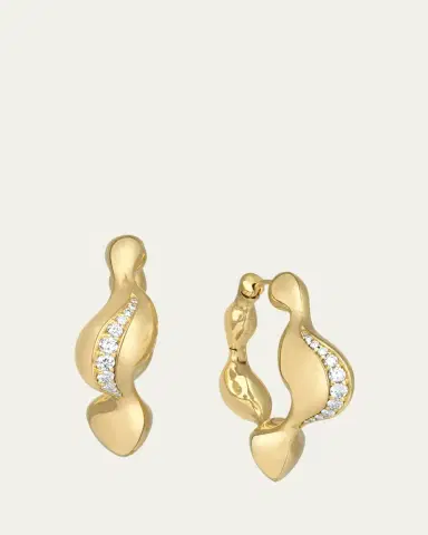 Vram 18K Yellow Gold Cayrn Diamond Hoop Earrings | Thumbnail 4