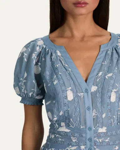 Alice + Olivia Kathryn Lace-Trim Midi Shirtdress | Thumbnail 5