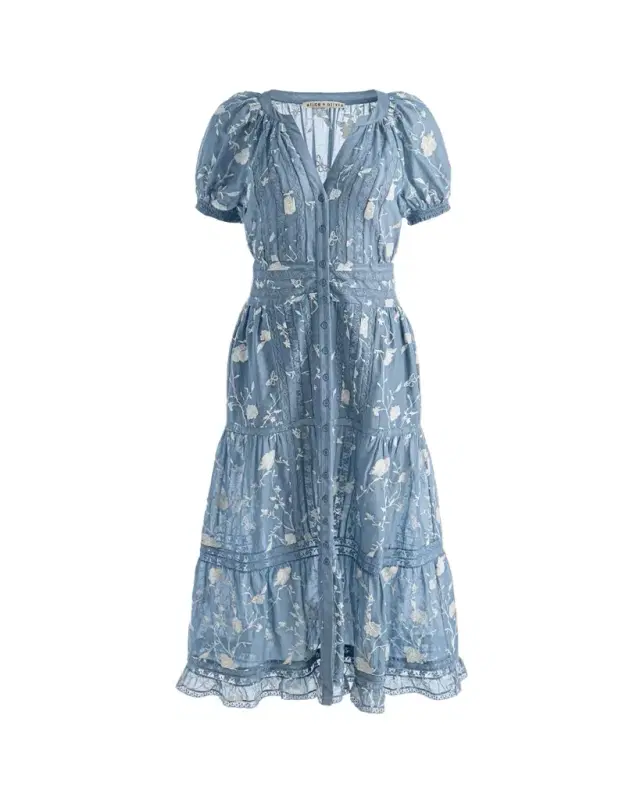 Kathryn Lace-Trim Midi Shirtdress