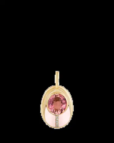 Mason and Books 14K Love Bug Pendant with Pink Tourmaline and Opal | Thumbnail 2