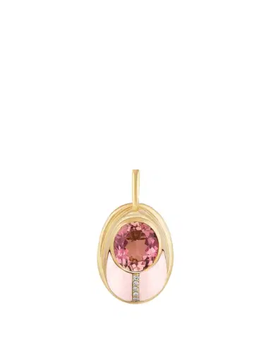 Mason and Books 14K Love Bug Pendant with Pink Tourmaline and Opal | Thumbnail 1