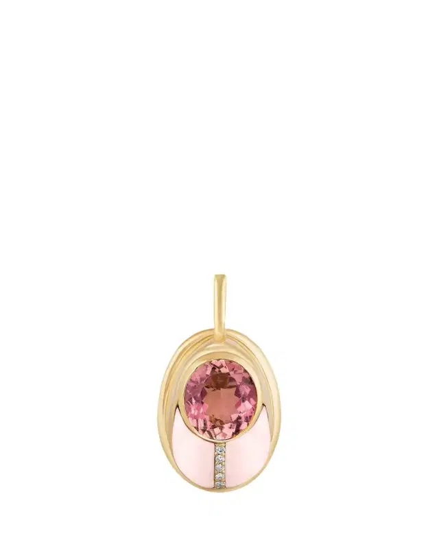 Mason and Books 14K Love Bug Pendant with Pink Tourmaline and Opal