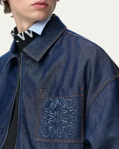 Loewe Men's Denim Zip-Front Jacket | Thumbnail 5