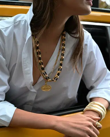 Sidney Garber 18K Yellow Gold Ebony Oval Link Necklace | Thumbnail 2