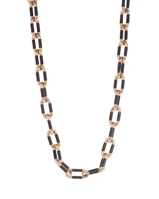Sidney Garber 18K Yellow Gold Ebony Oval Link Necklace