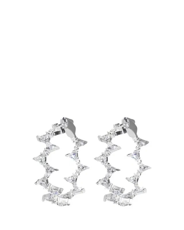 Nickho Rey Ahn Rhodium Vermeil Cubic Zirconia Hoop Earrings