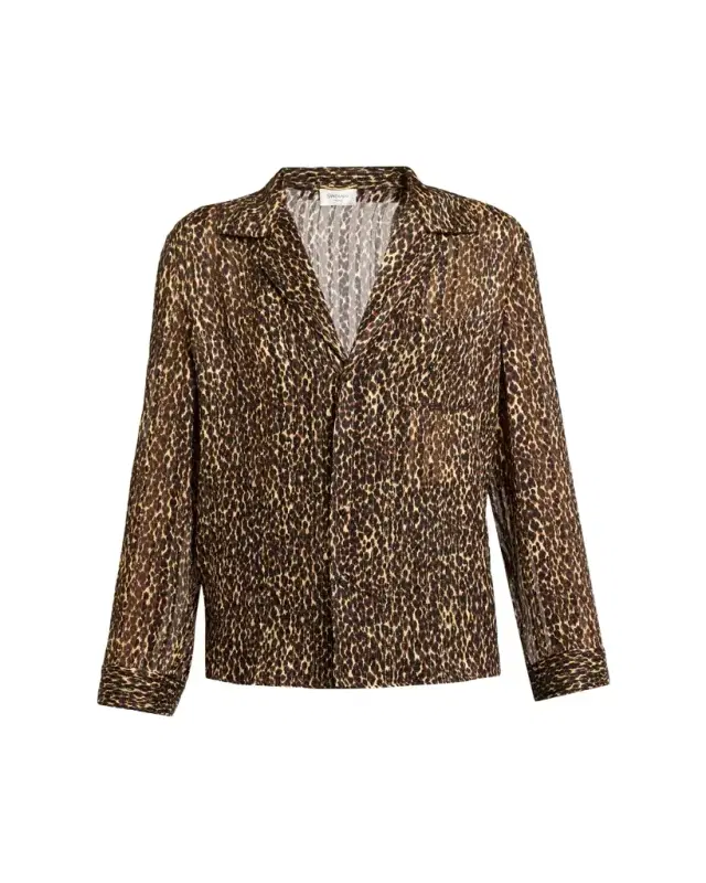 Leopard-Print Pajama Blouse