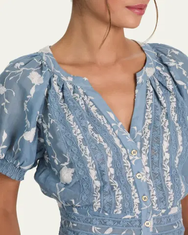 Alice + Olivia Kathryn Embroidered Short-Sleeve Blouse | Thumbnail 5 Alice + Olivia Kathryn Embroidered Short-Sleeve Blouse | Thumbnail 5