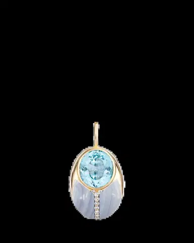 Mason and Books 14K Big Love Bug Pendant with Blue Topaz and Agate | Thumbnail 2