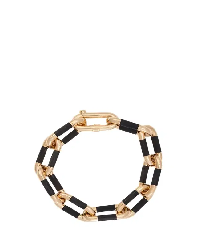 Sidney Garber 18K Yellow Gold Ebony Oval Link Bracelet