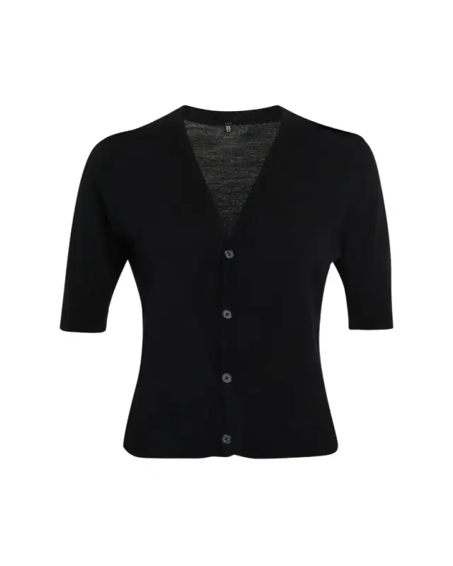Elbow-Sleeve Split-Hem Wool Sweater