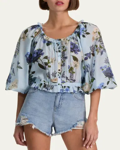 Alice + Olivia McLaine Cropped Button-Front Blouse | Thumbnail 4 Alice + Olivia McLaine Cropped Button-Front Blouse | Thumbnail 4
