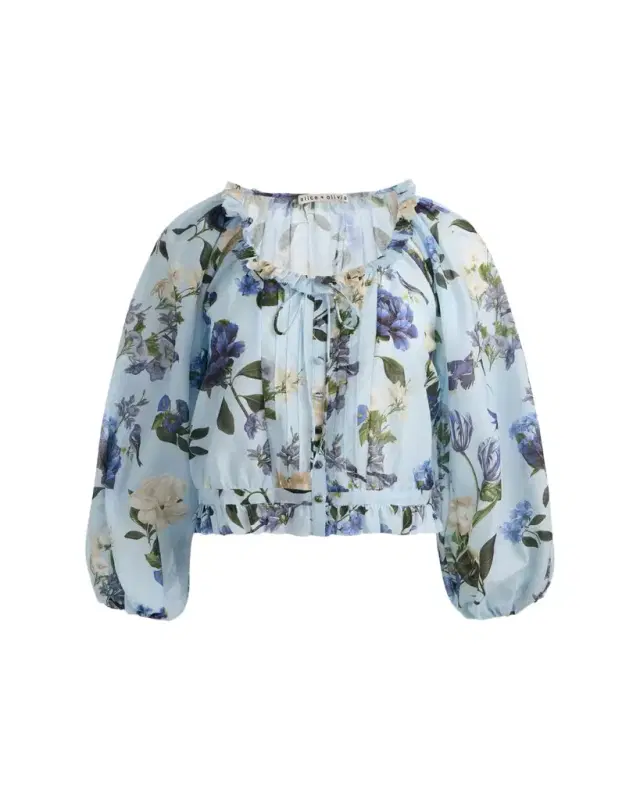 McLaine Cropped Button-Front Blouse