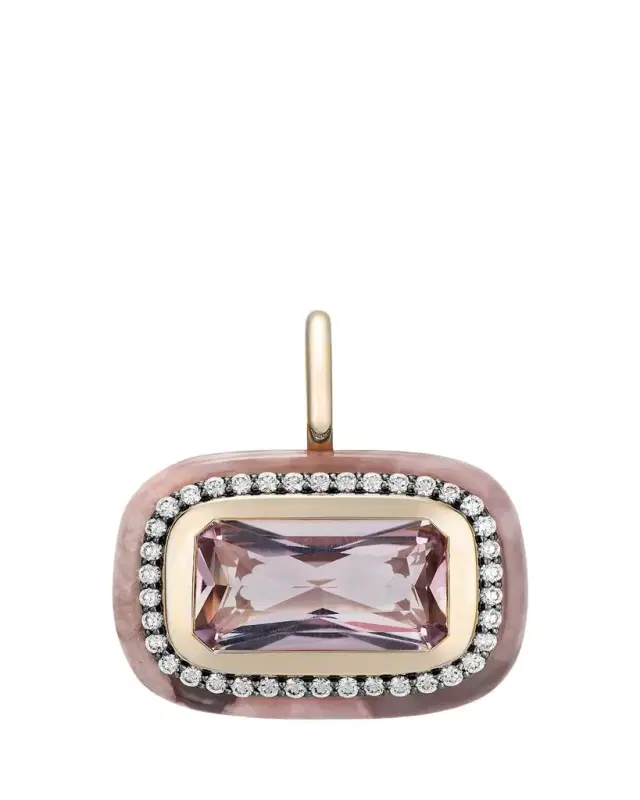 Mason and Books 14K Jumbo Floret Stone Pendant with East-West Rose de France, Agate and Diamonds