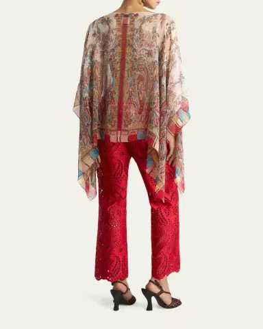 Etro Paisley Foliage Motif Silk Poncho Top | Thumbnail 3 Etro Paisley Foliage Motif Silk Poncho Top | Thumbnail 3